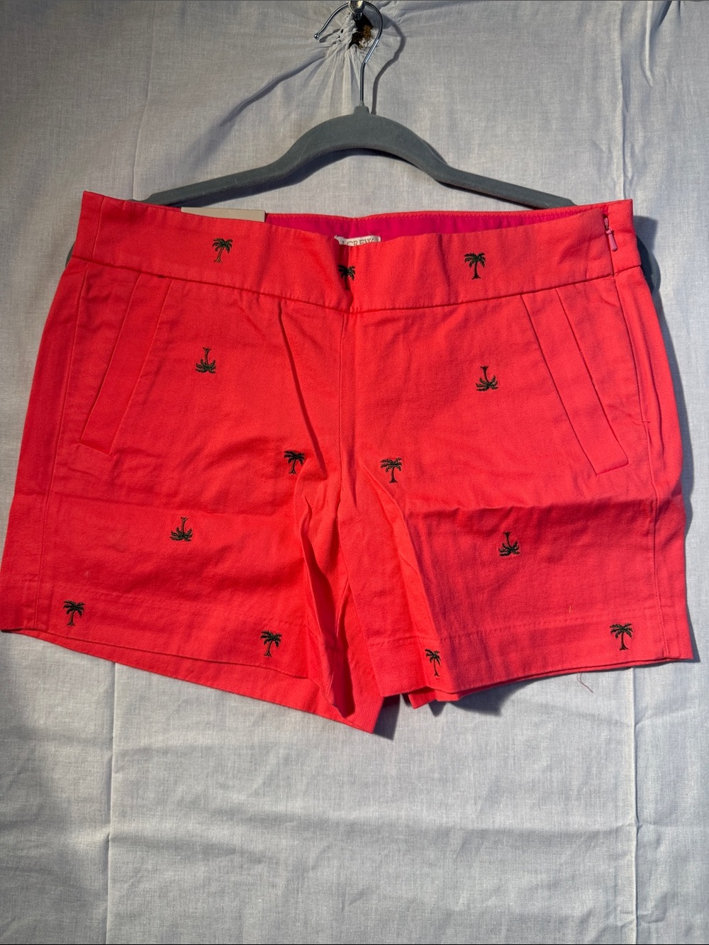 J. Crew Size 4 Chino City Fit Women's Coral Embroidered Palm-Print Shorts